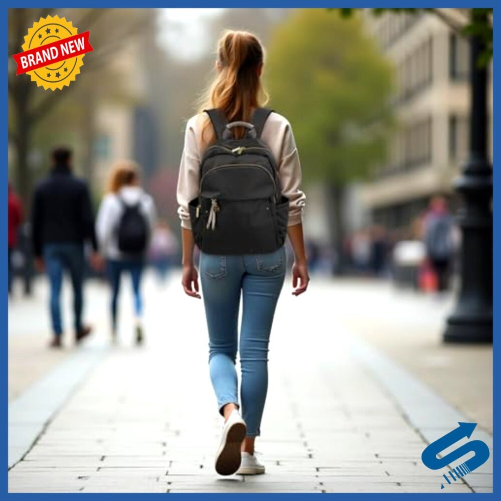 Medium Nylon Backpack Purse Lightweight Water-Res… - image 6